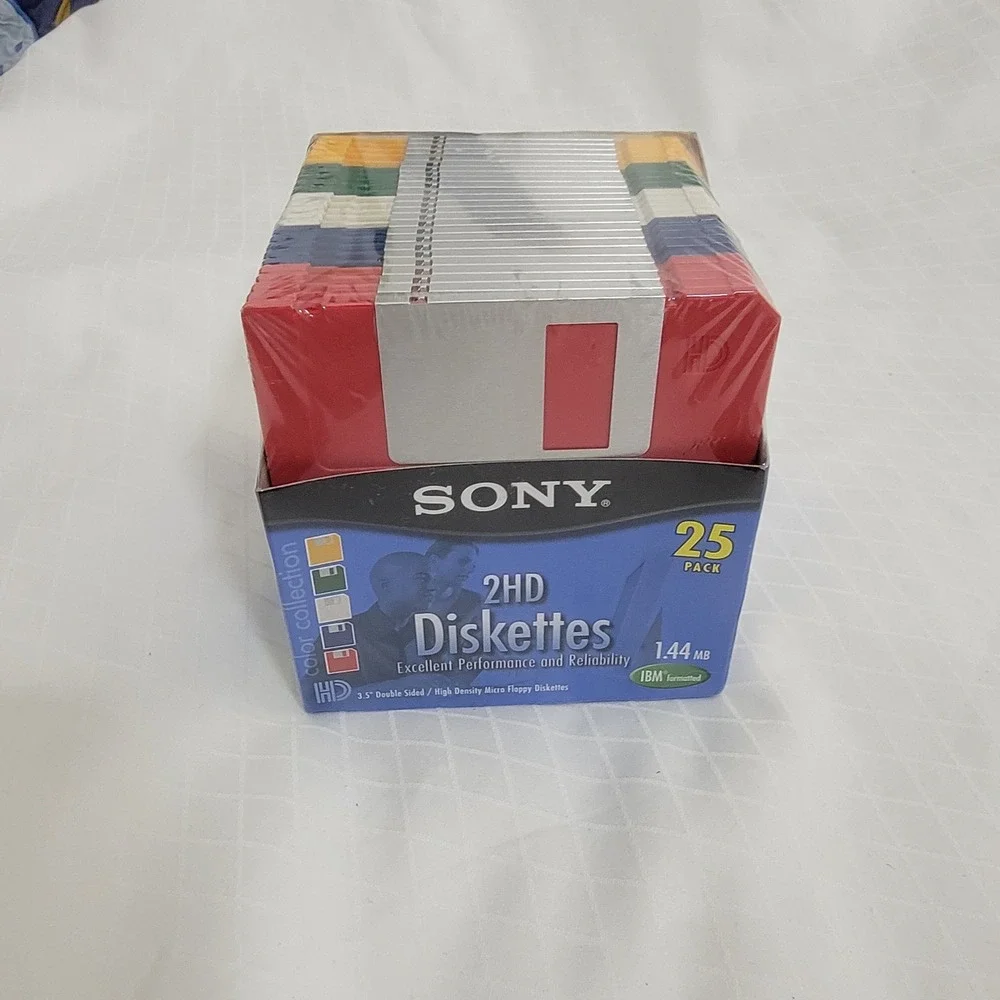 Sony 2HD 3.5 Inch Floppy Diskettes 25 Pack Color Collection 1.44MB IBM Formatted